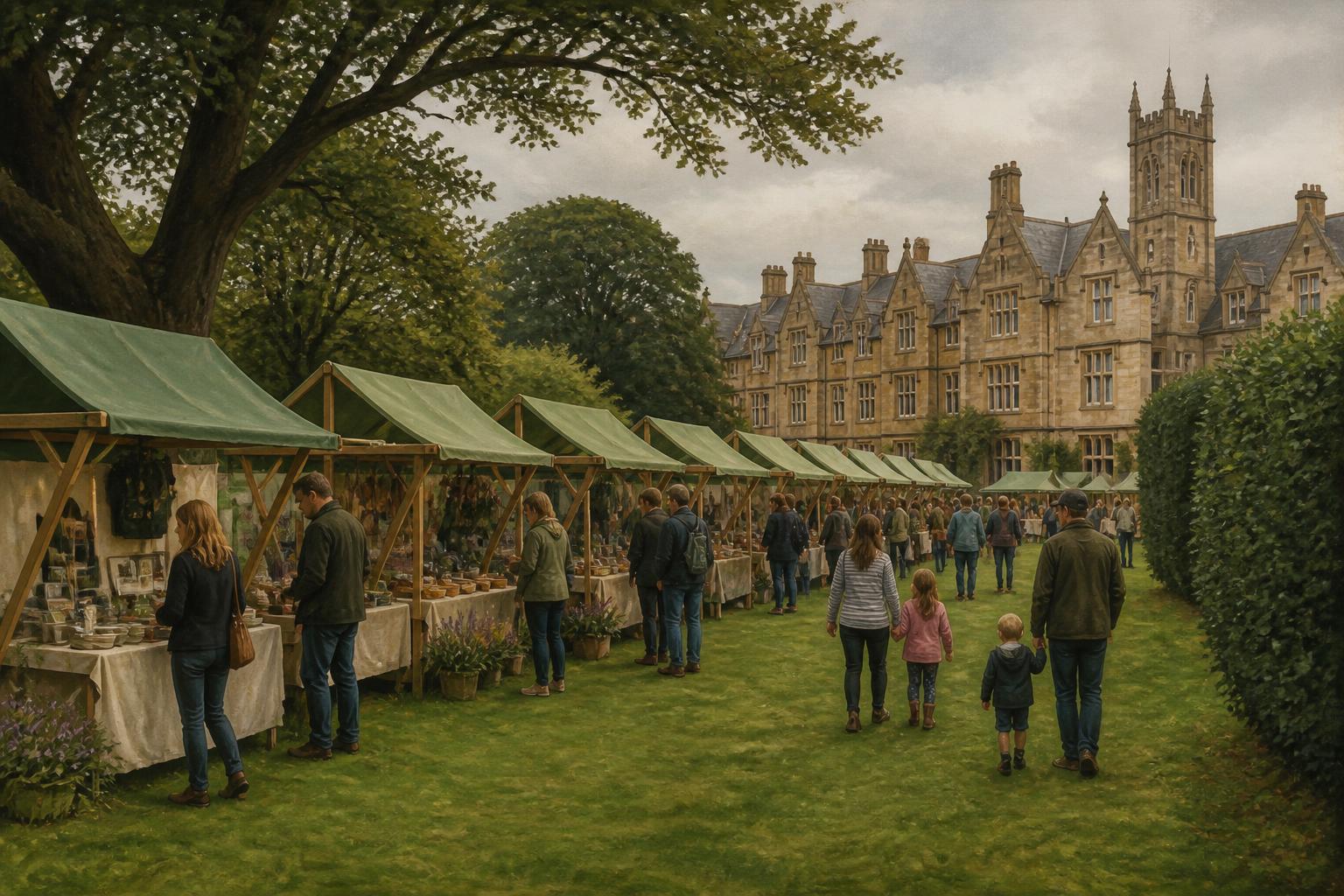 Pop-up stalls set out on the events field beside the academy
